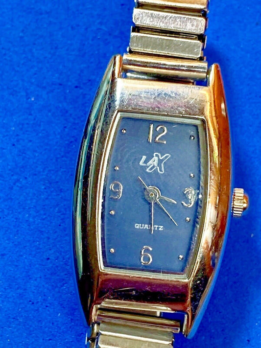 Beautiful LA X  brand women's lades stretch band watch silver black rectangle