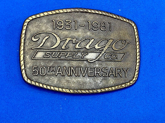 Vintage 1981 Drago Supply Company 50Th Anniversary Belt Buckle 