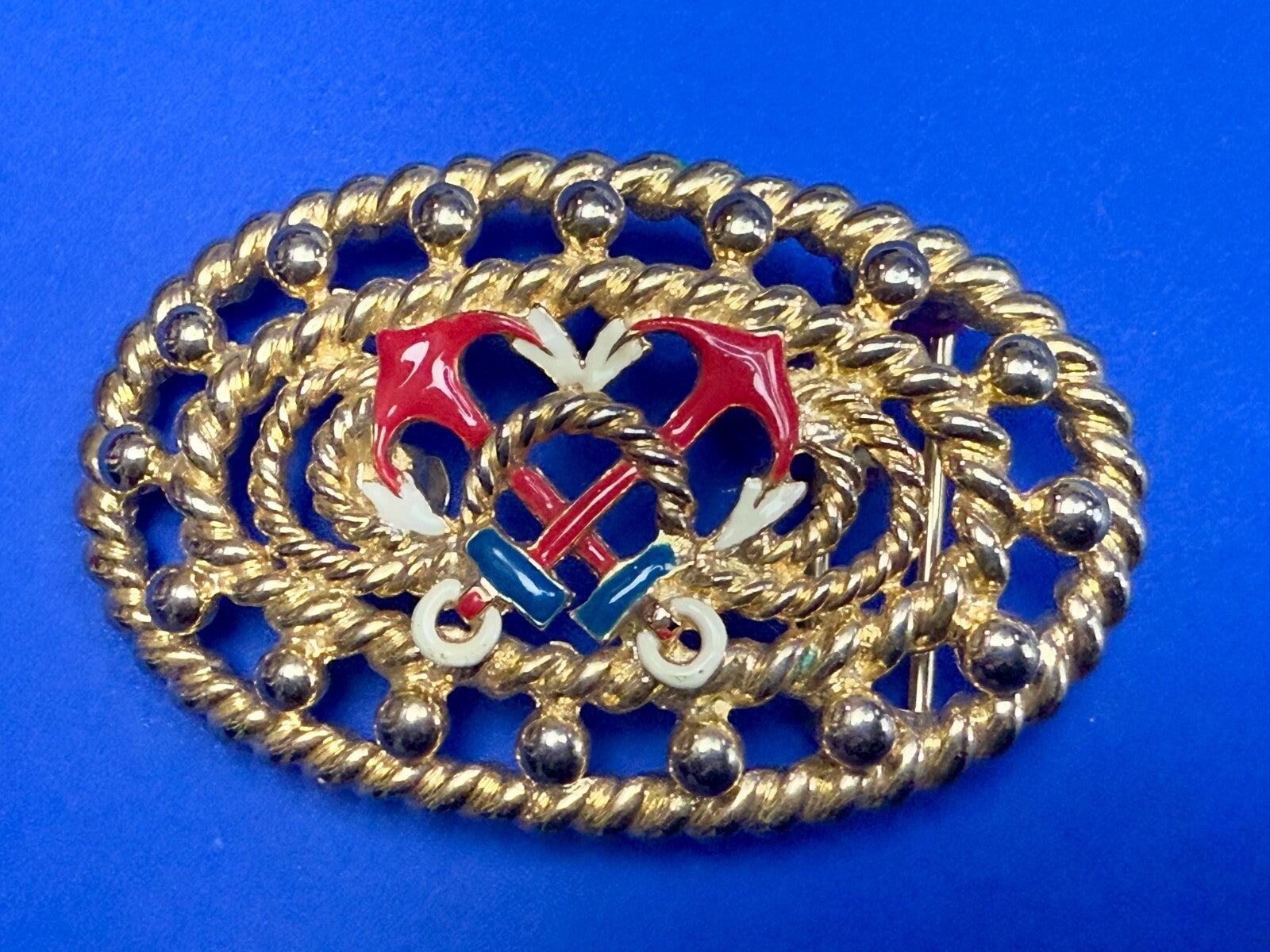 Anchor Rope Nautical Theme See-Trough Gold Tone 1987 Mimi Di N  Belt Buckle