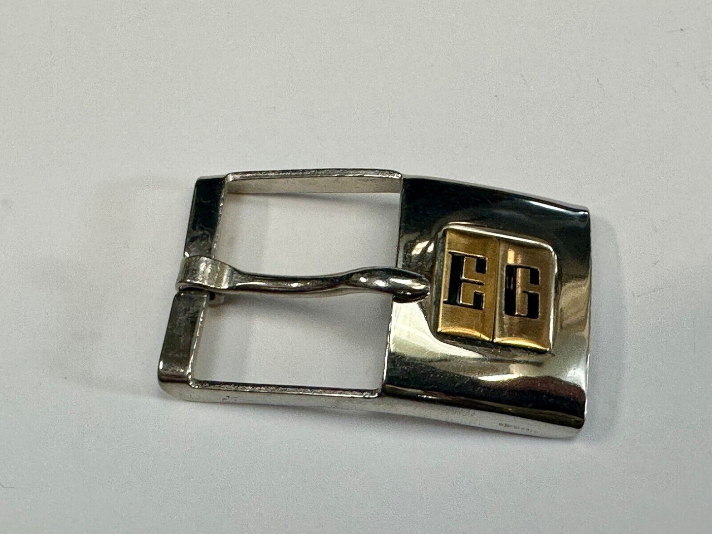 Vintage Letter monogram Initial EG - small two tone belt buckle
