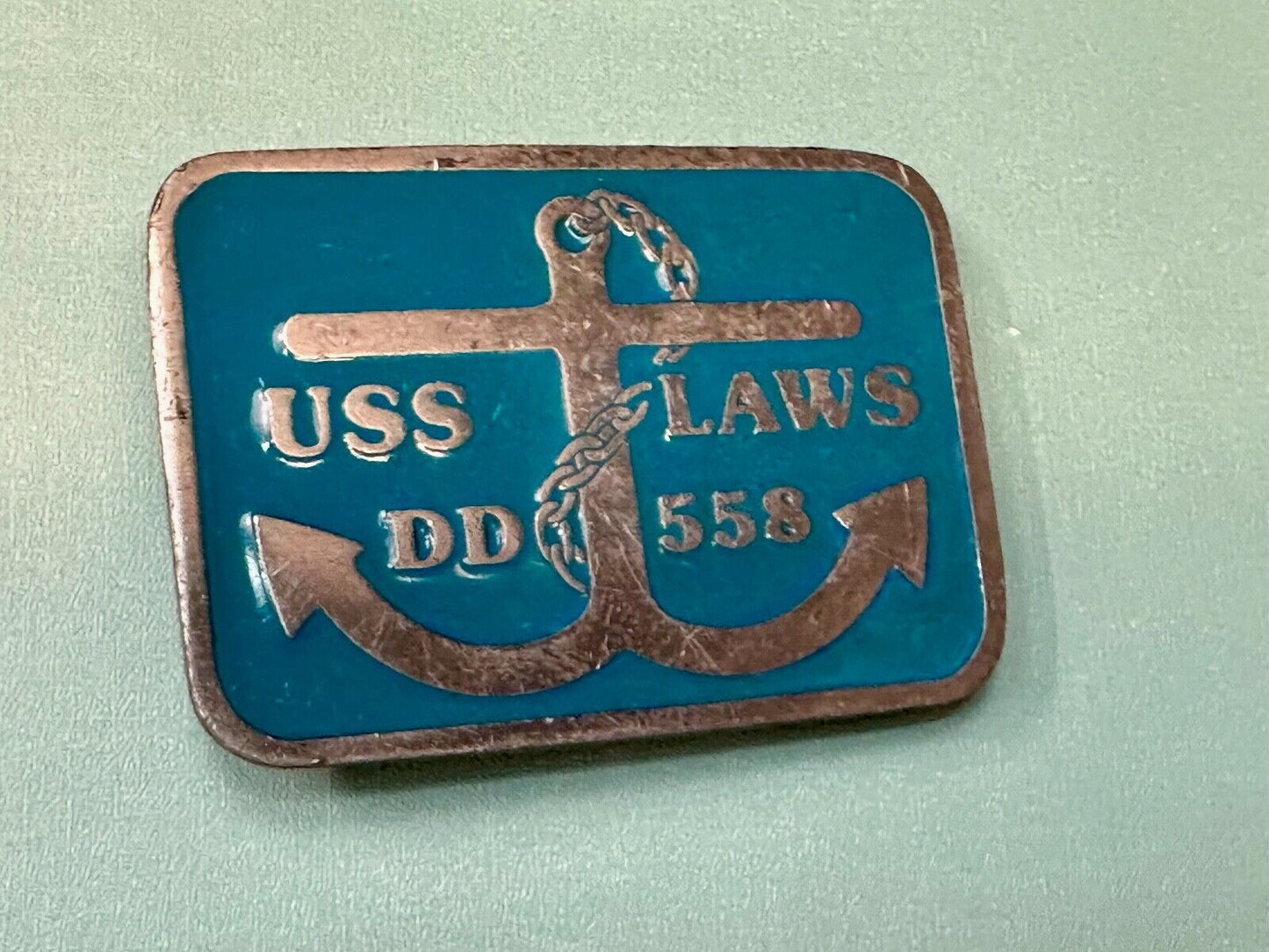 US Navy USS Laws DD-558 Destroyer Ship Boat Vintage Belt Buckle by CD Hit