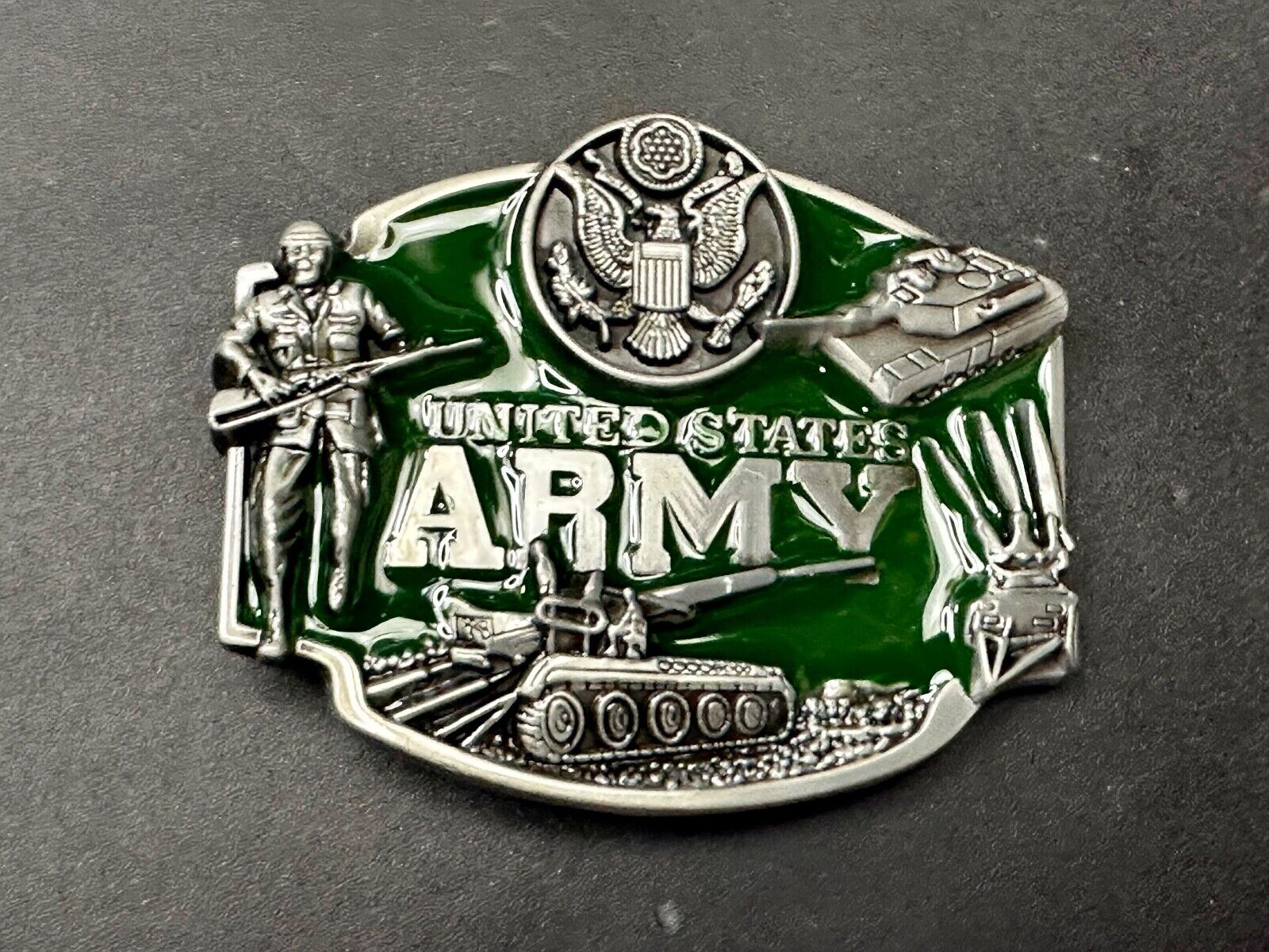 United States Army Military Patriotic Soldier Tank Belt Buckle