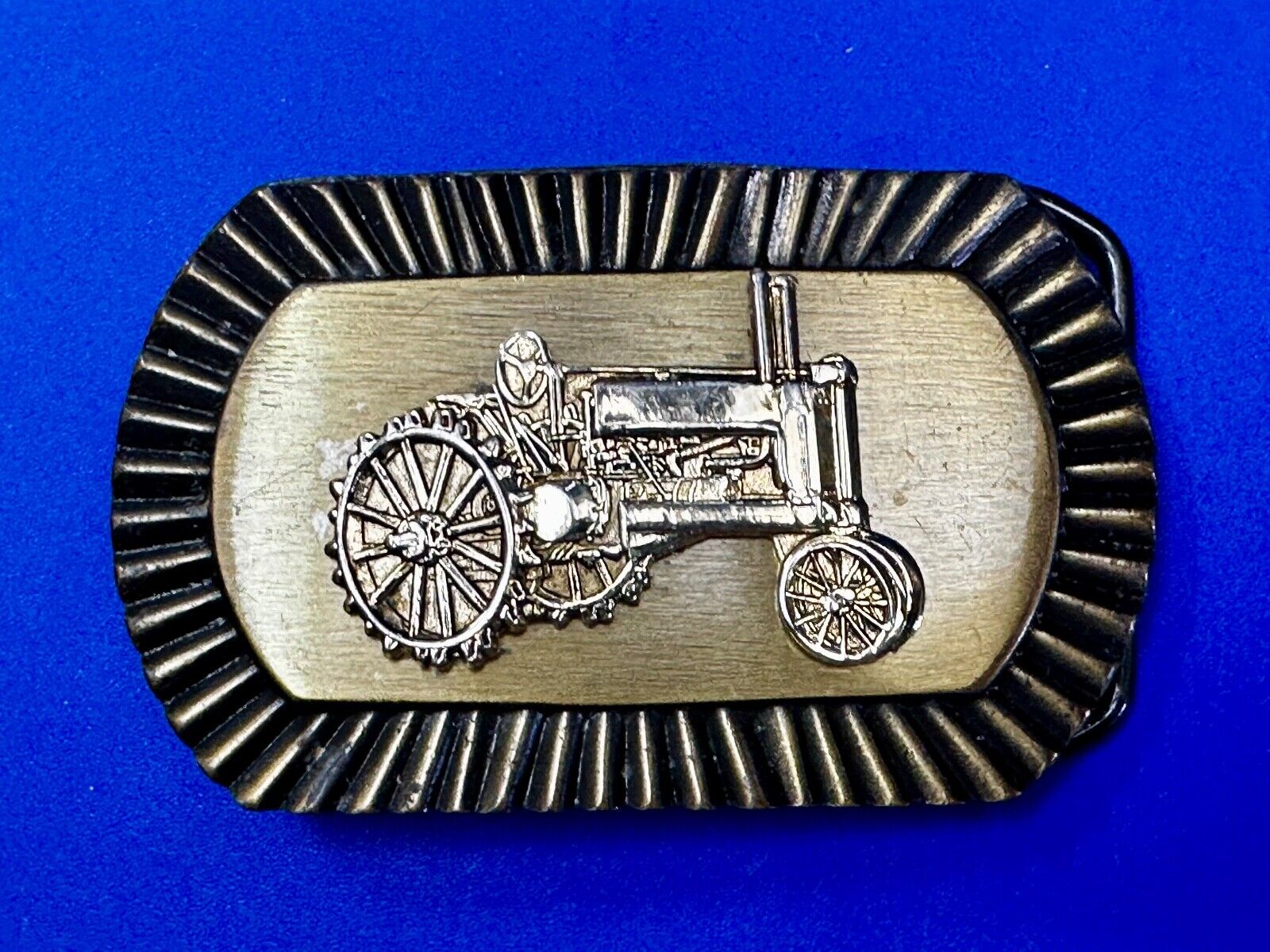 Vintage Farm Tractor Logo Retro Vibe Old Time Belt Buckle