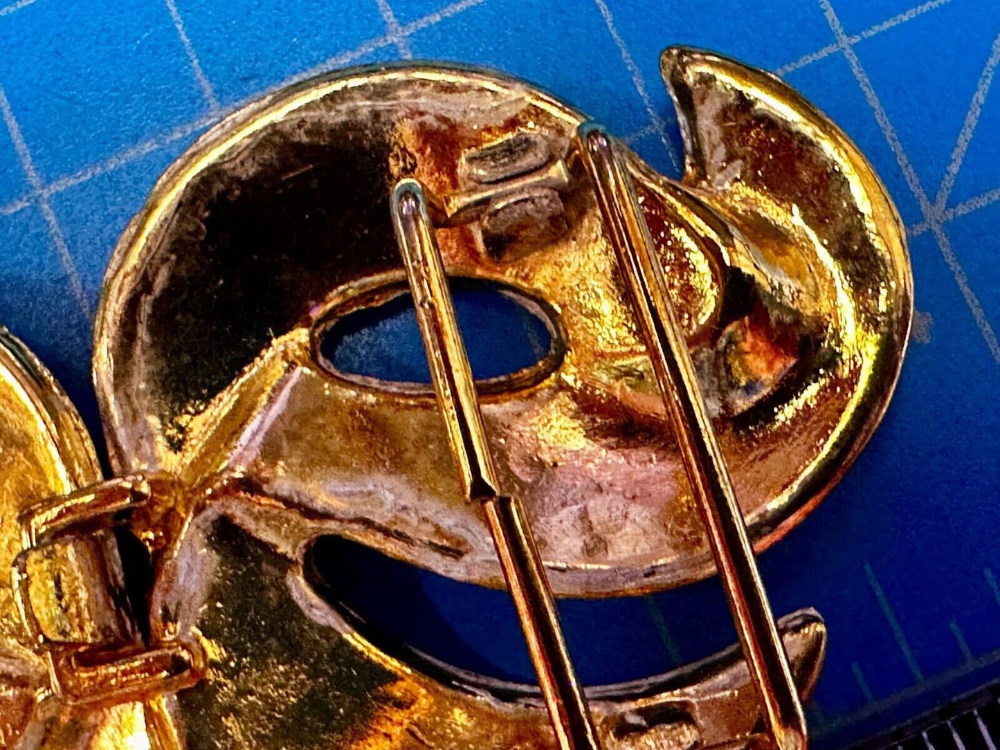 Two Piece Interlocking Swirl Pattern 4" Wide Gold Tone Vintage Belt Buckle