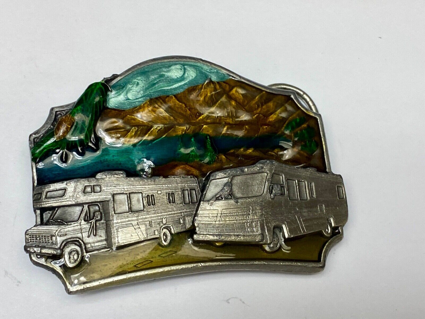 Traveling In A Motor Home Rv Camper Vintage Belt Buckle  - L-50 By Siskiyou