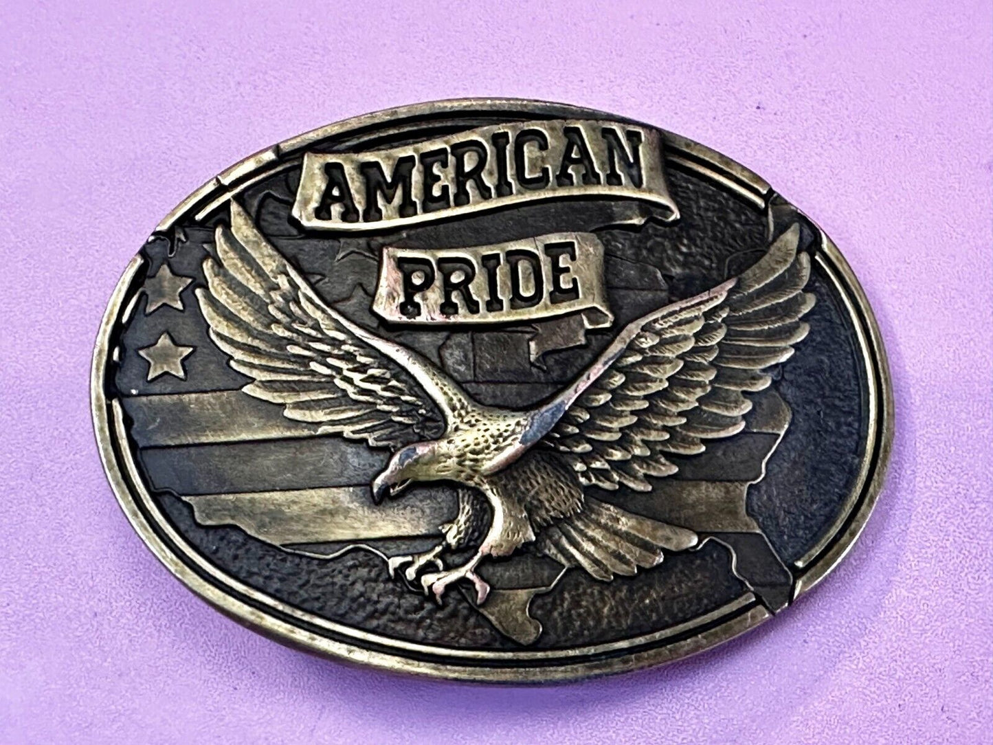 American Pride USA Flag Patriotic Bald Eagle United States Oval Belt Buckle