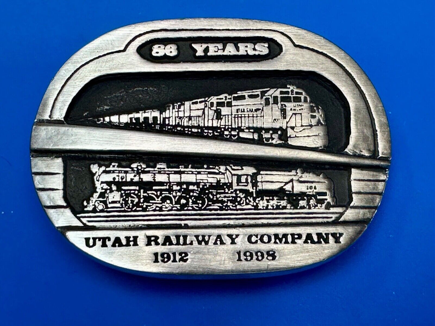Utah Railway Co Vtg Train Railroad 86 Years - Gary Prazen Sculpture Belt Buckle