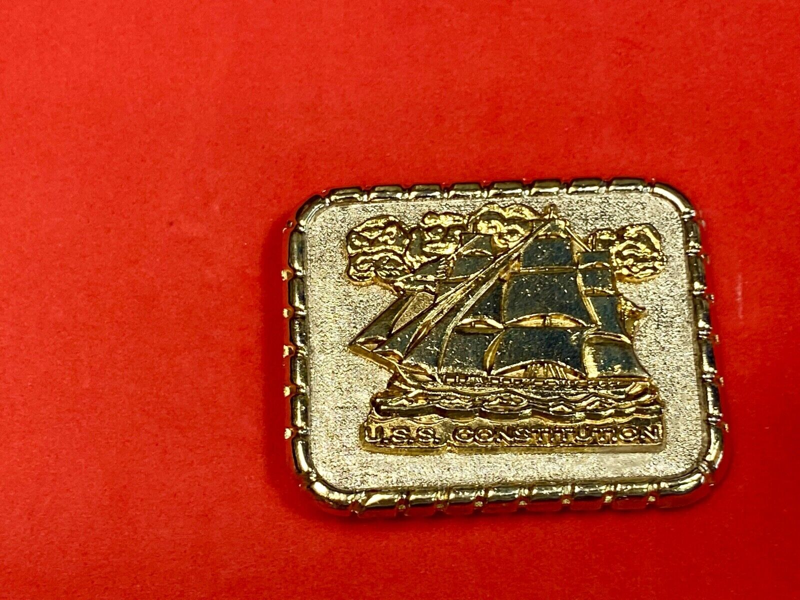 Uss Constitution Masted Ship Sailing Vintage Belt Buckle.