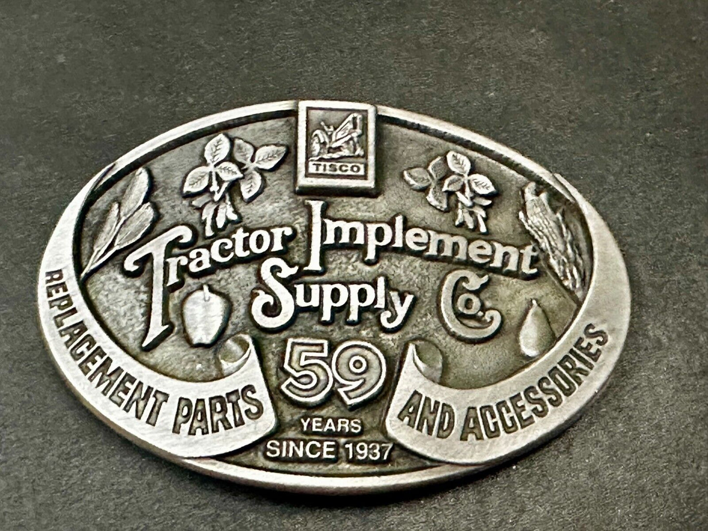 59 Years TISCO Tractor Implement Supply company Belt Buckle by Speccast