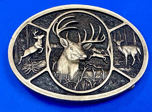 Vintage Deer Buck Doe  Heritage Attitude Belt Buckle by Montana Silversmiths