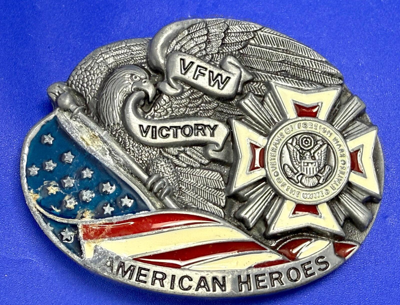 VFW American Heroes Veteran of Foreign War Victory US Flag  Belt Buckle