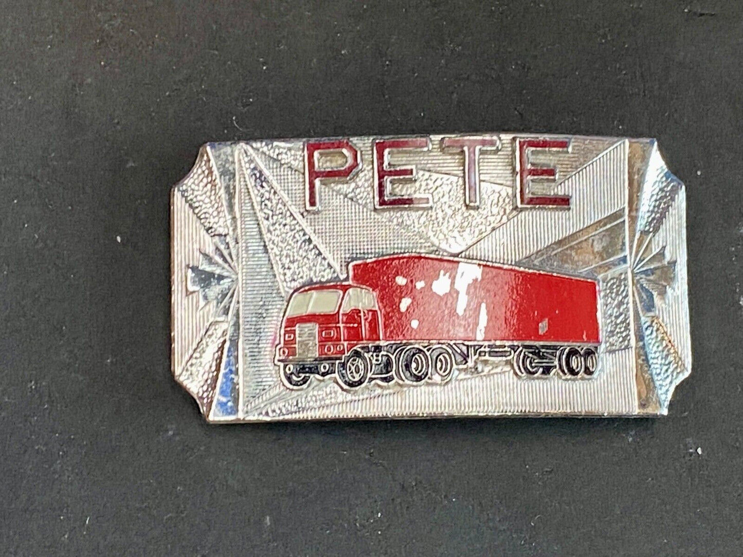 Vintage Hook-Fast Semi Drivers Big Rig Name Pete Belt Buckle