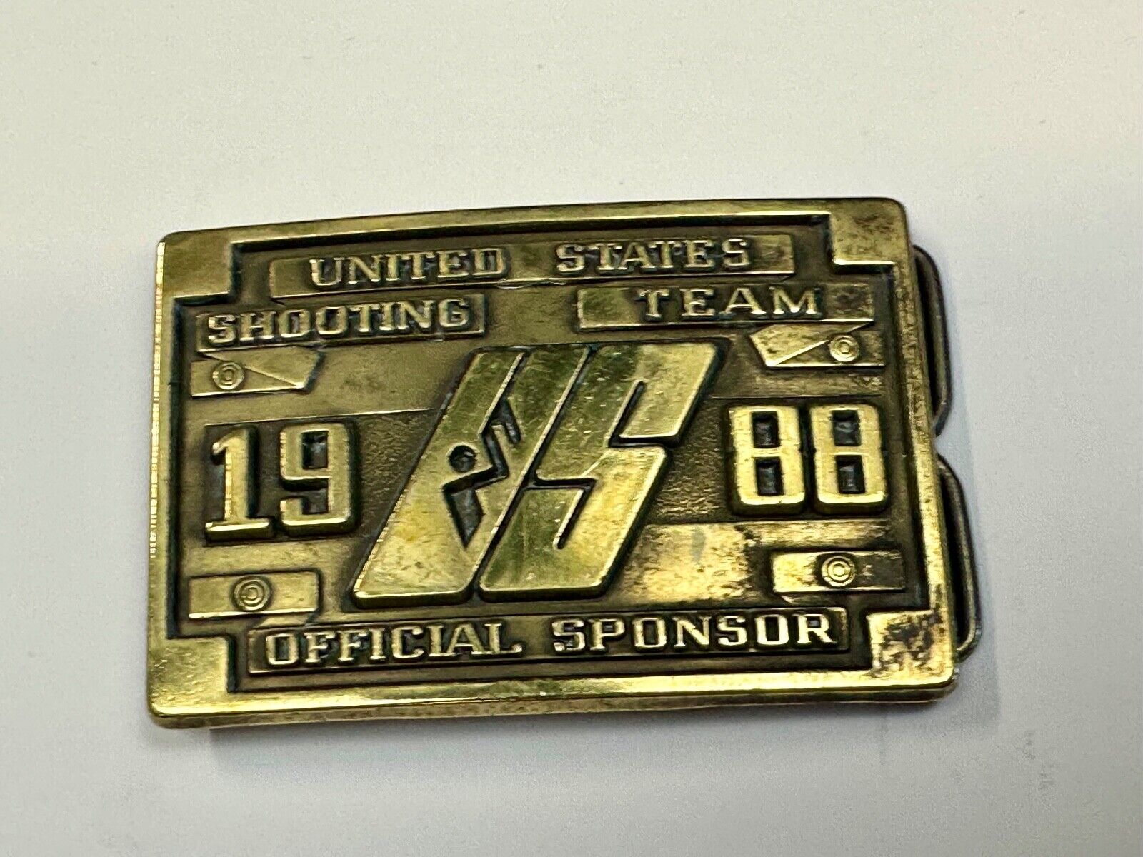 1988 Olympics US Shooting Team USA Belt Buckle Seoul Korea Official Sponsor