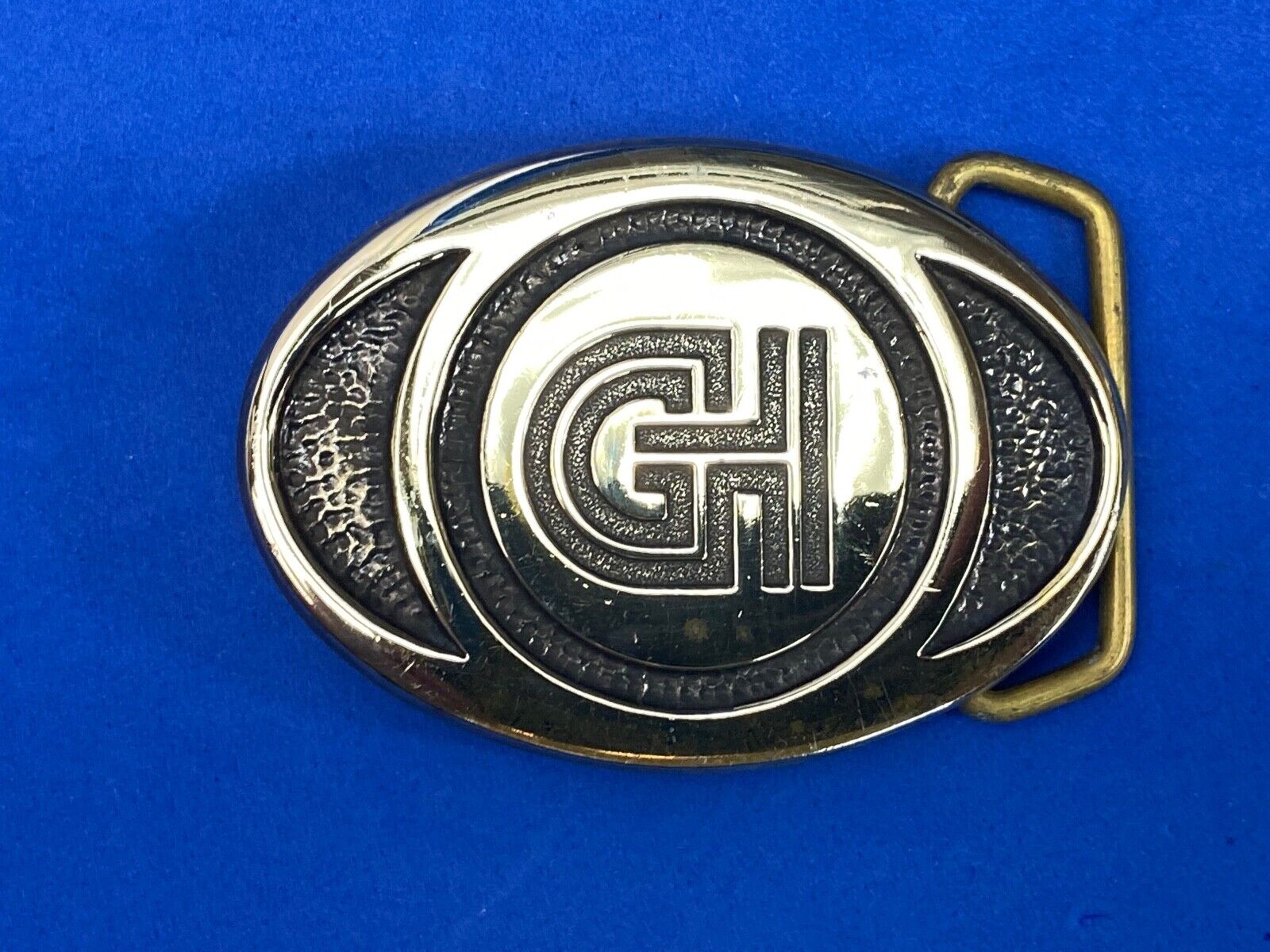 Vintage Ghi Gi Company Promotional Solid Brass Belt Buckle Scotts Advertising