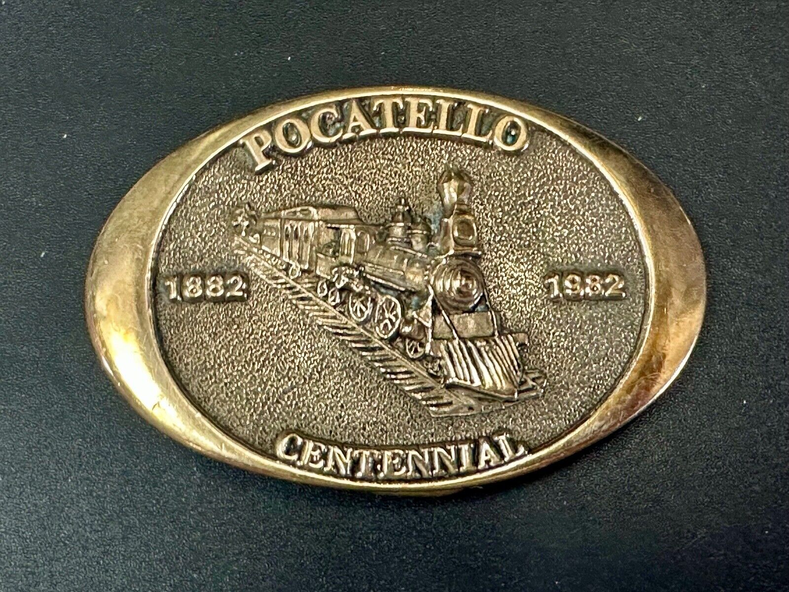 1982 Pocatello Idaho Train Centennial Solid Bronze Western Heritage Belt Buckle
