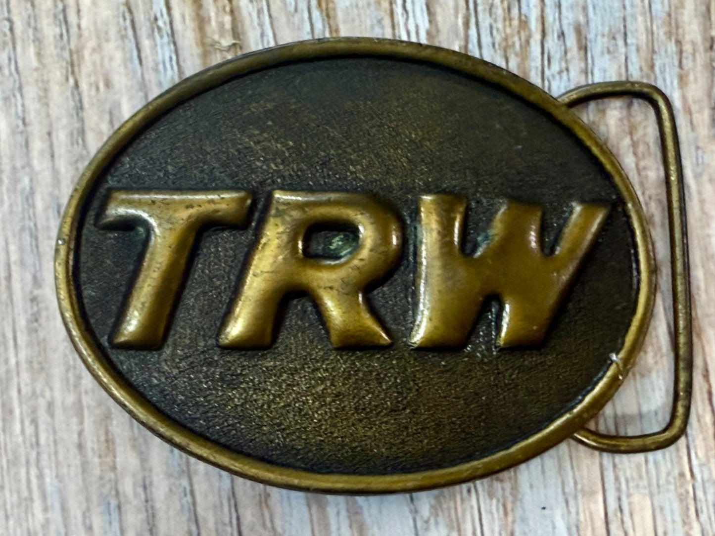 TRW Automotive Parts Advertising Promo Vintage Indiana Metal Craft Belt Buckle