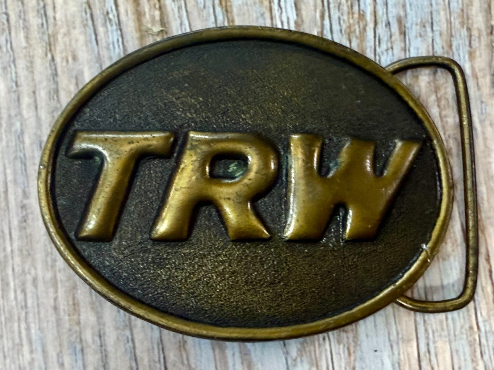 TRW Automotive Parts Advertising Promo Vintage Indiana Metal Craft Belt Buckle
