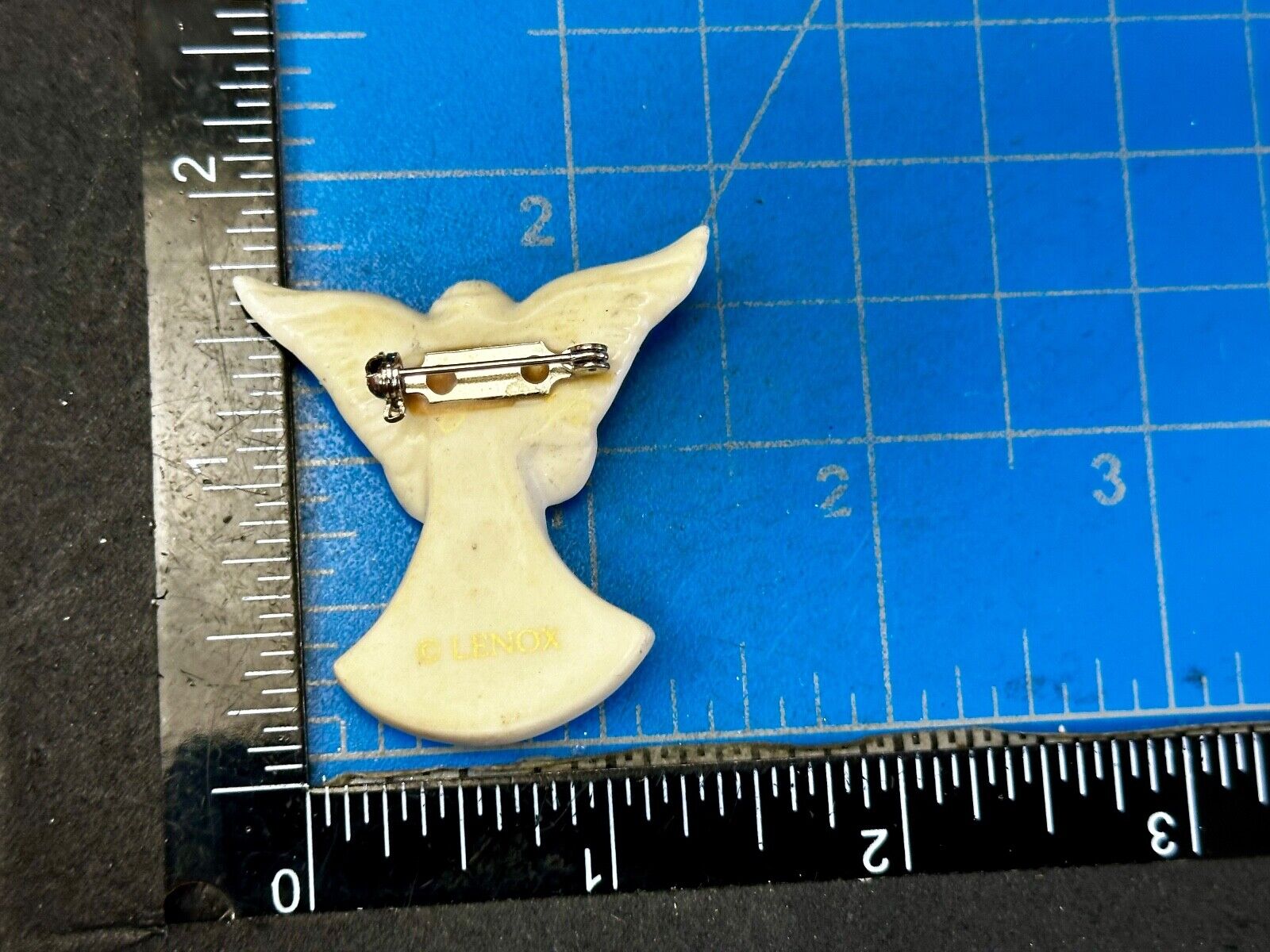 Vintage Lenox White Porcelain Angel Holding Gold Star Brooch Pin