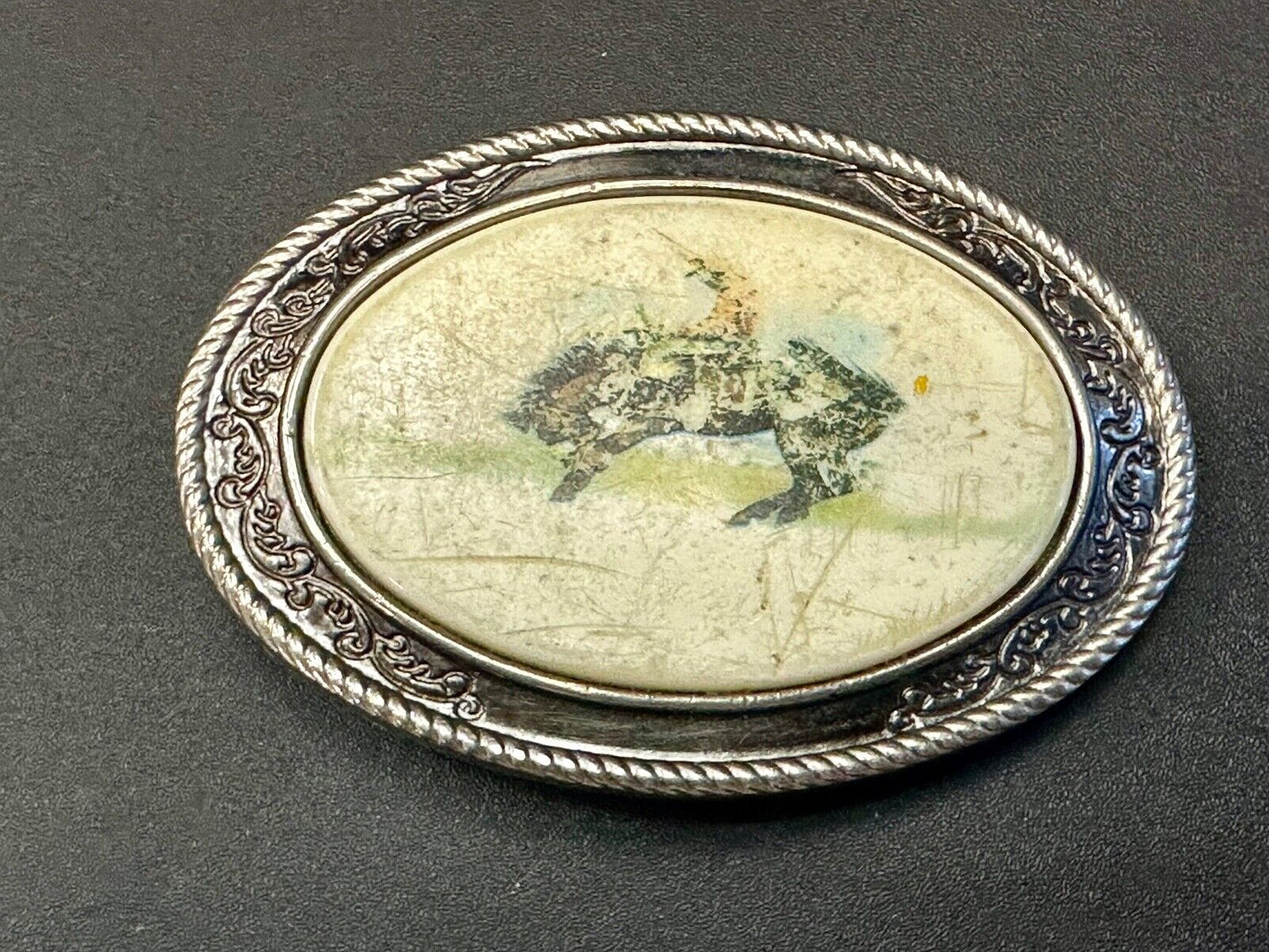 Used Faded End of the Trail picture Belt Buckle to restore of re-purpose