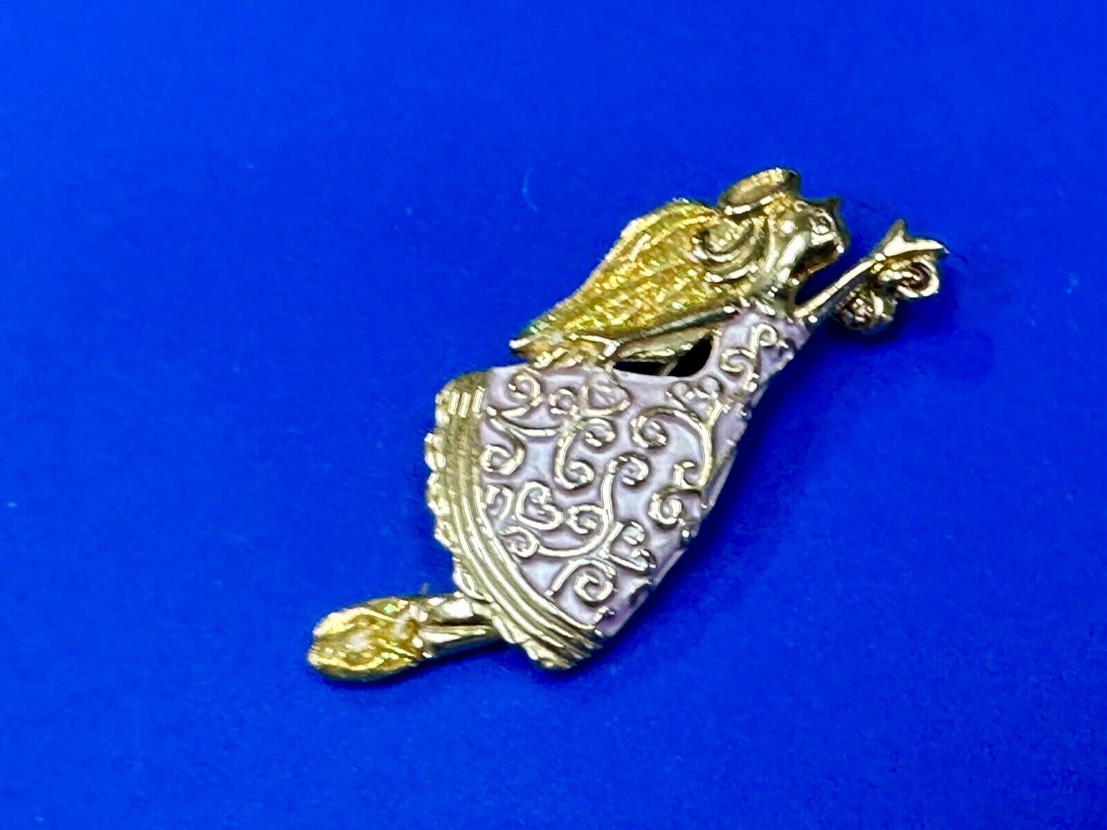 AAI vintage two tone rhinestone accented Holliday angel brooch pin