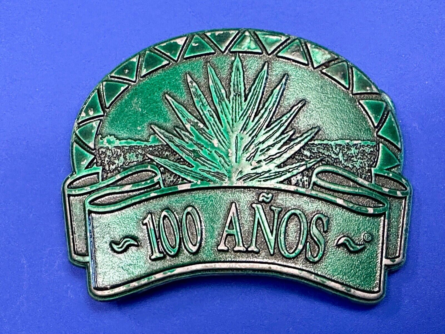 100 Anos Tequila brand Advertising Promo Belt Buckle with Agave Plant Design