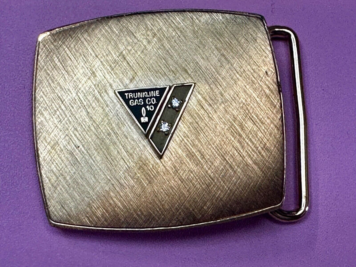 Trunkline Gas Company 10 Year Award Vtg. diamonds & gold centerpiece Belt Buckle