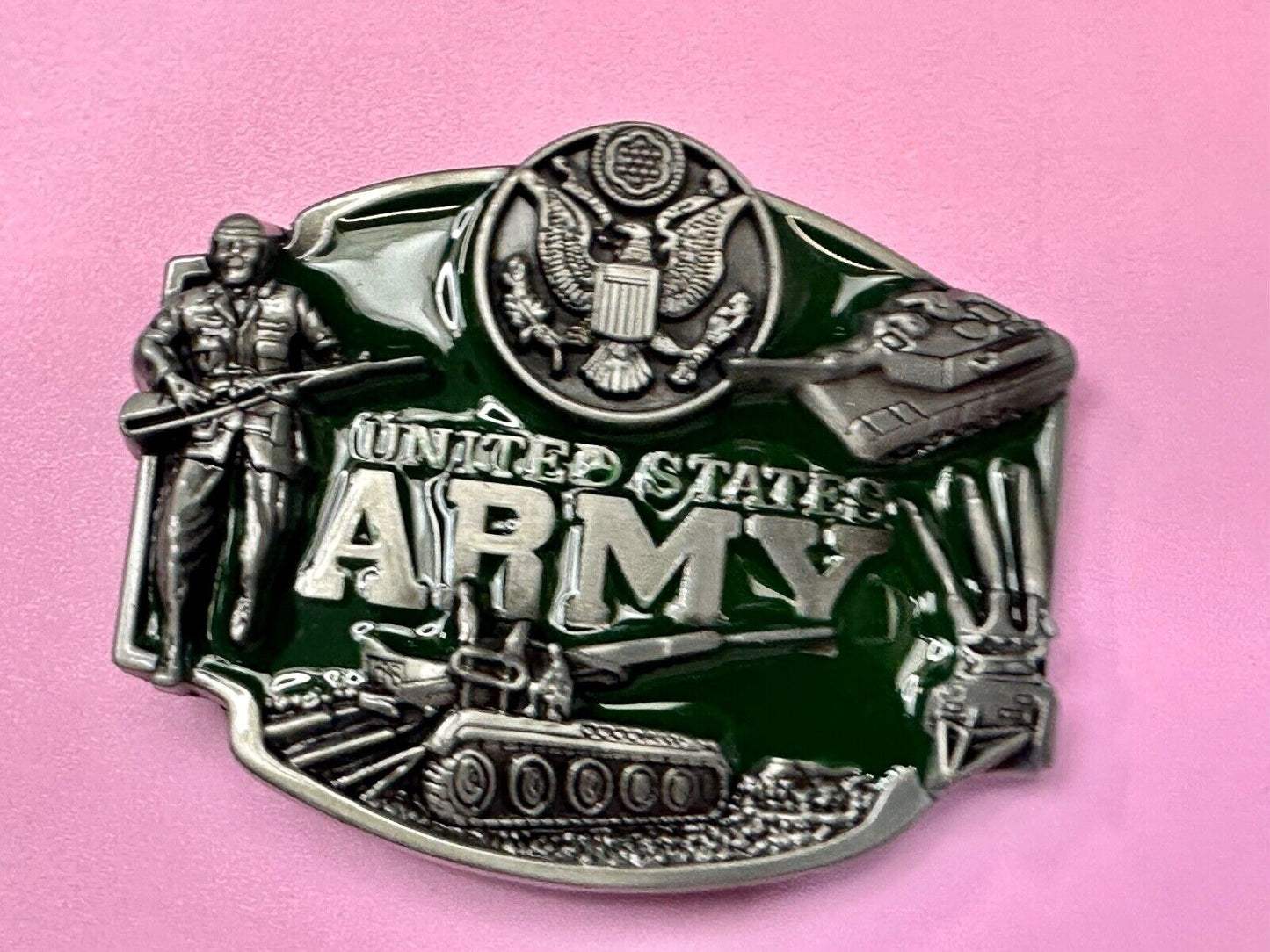 United States Army Military Patriotic Soldier Tank Belt Buckle