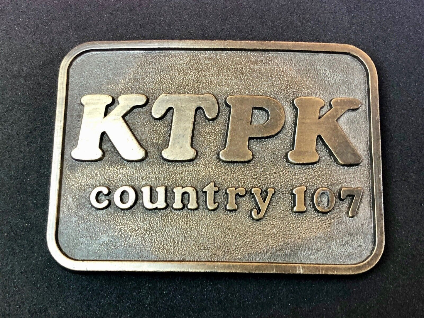 Vintage KTPK Country Music Radio Station Advertising Brass plated Belt Buckle 