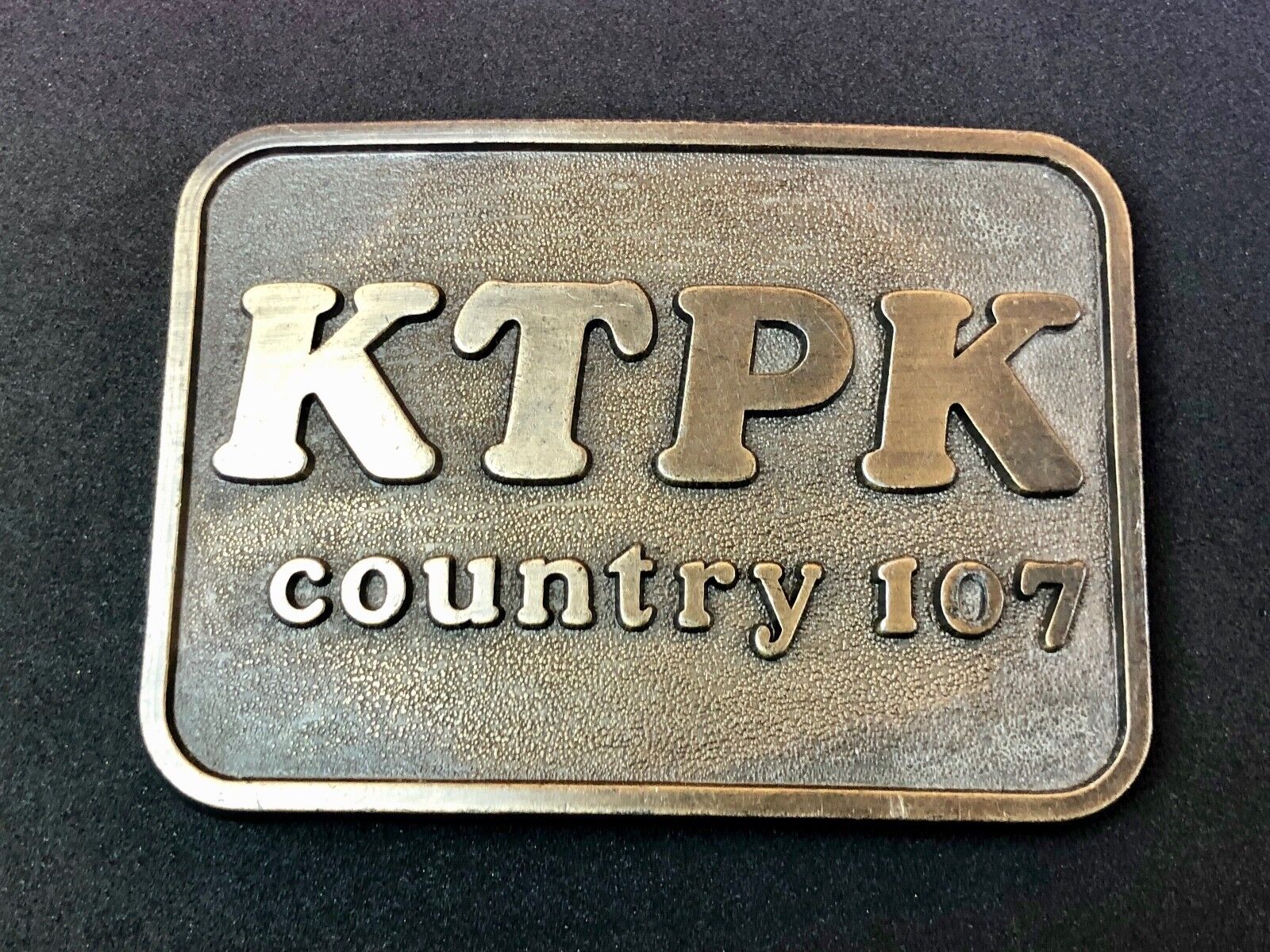 Vintage KTPK Country Music Radio Station Advertising Brass plated Belt Buckle 
