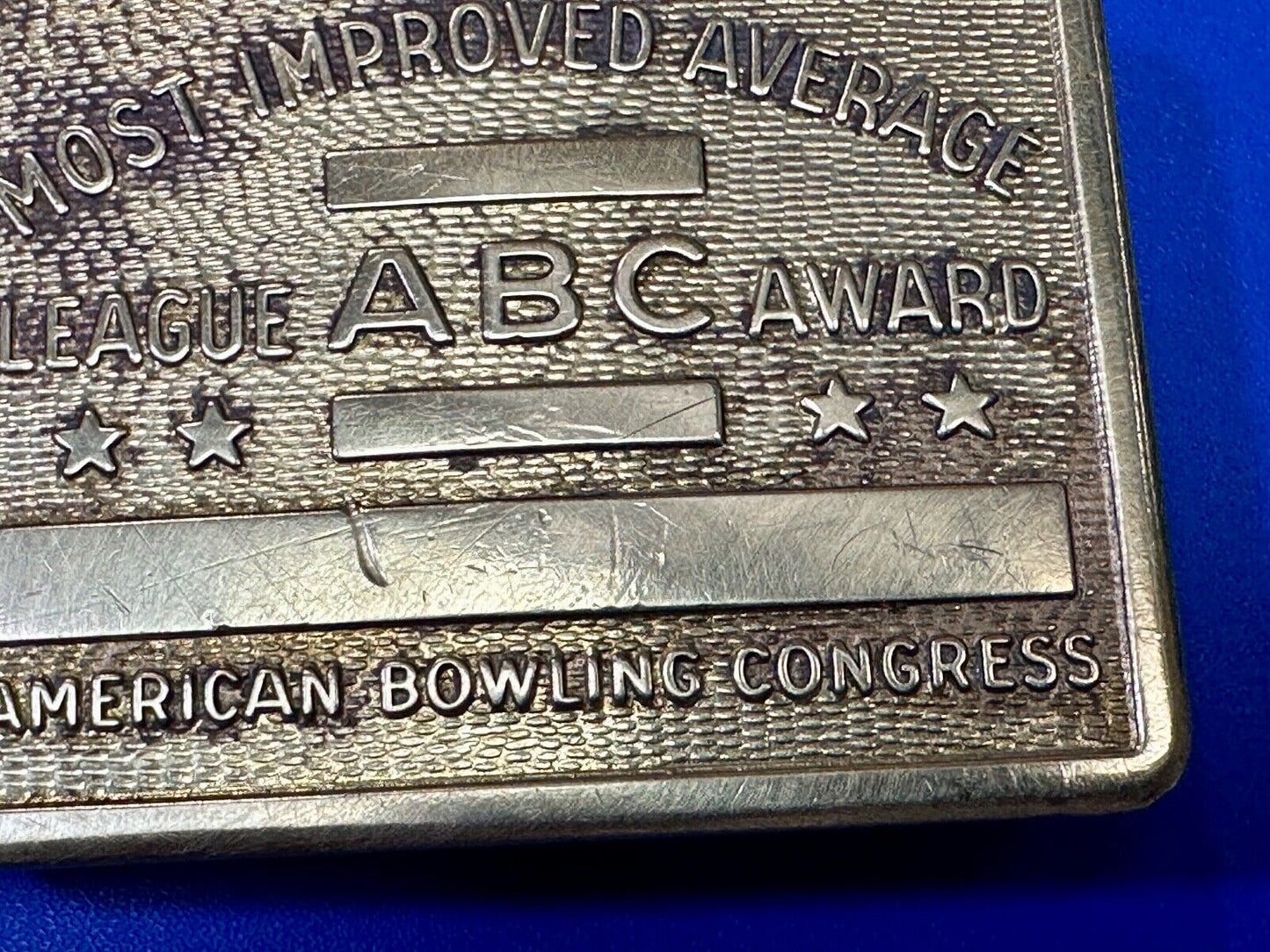 American Bowling Congress BLANK ENGRAVABLE Belt Buckle  Most Improved Average