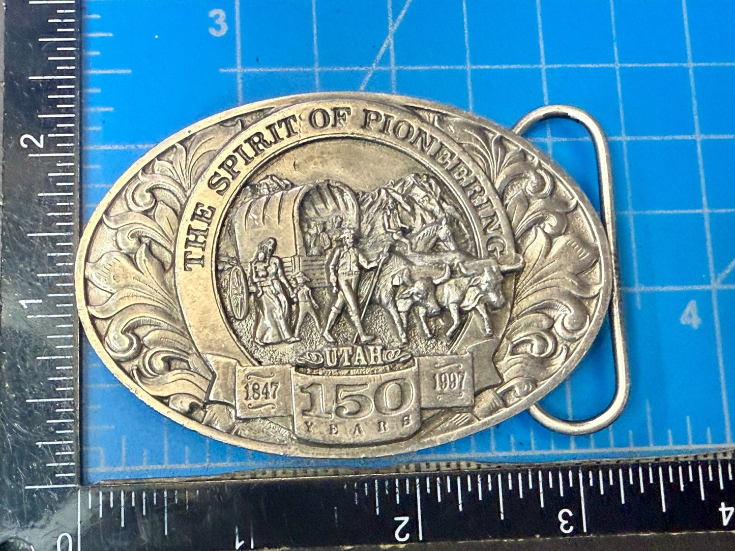 Utah State The Spirit of Pioneering 150 years Vintage Ring Masters Belt Buckle