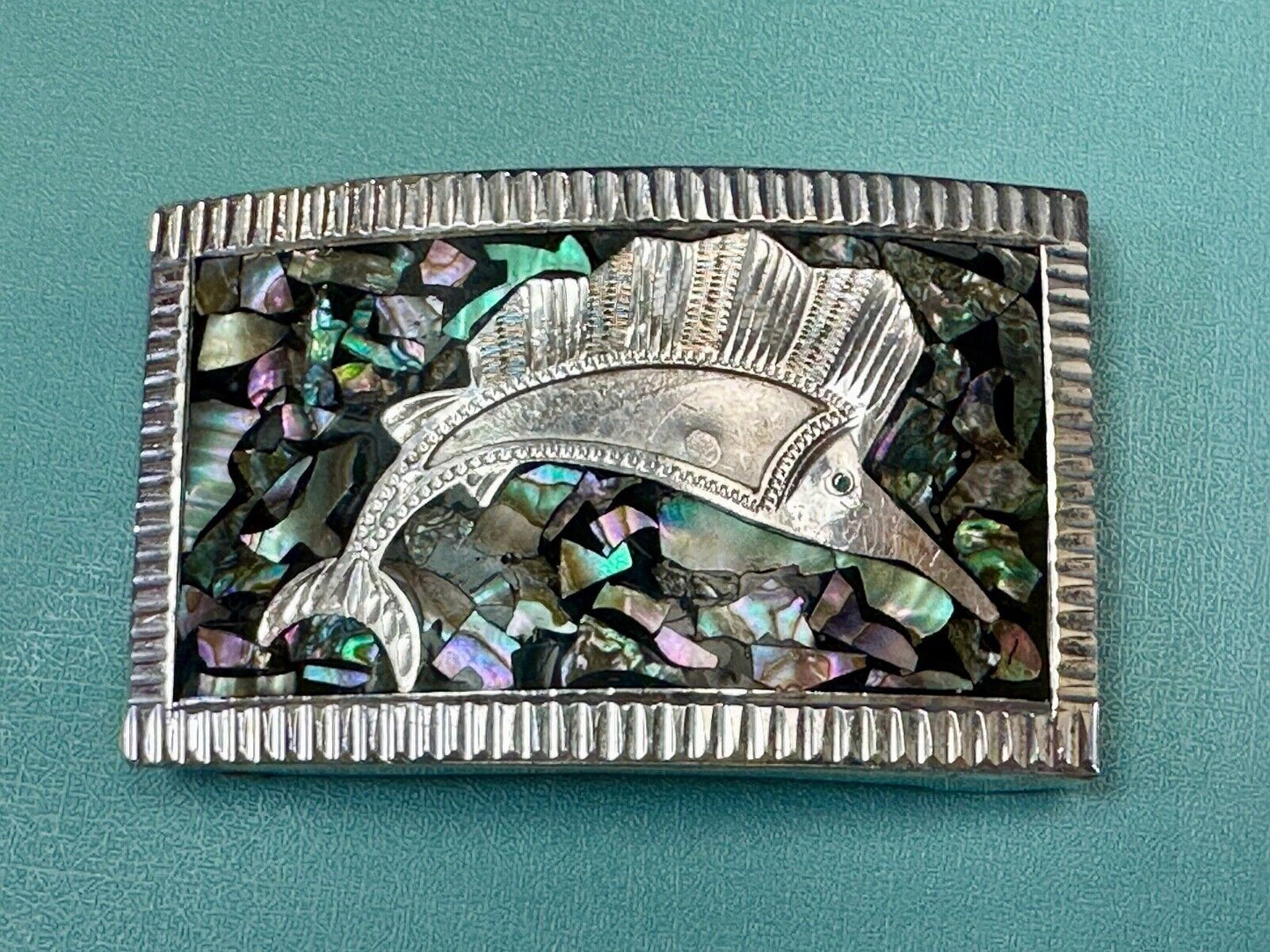 Abalone Shell Swordfish!  QUALITY Sterling 925 Plata Jalisco V.H.L.C Guad Mex