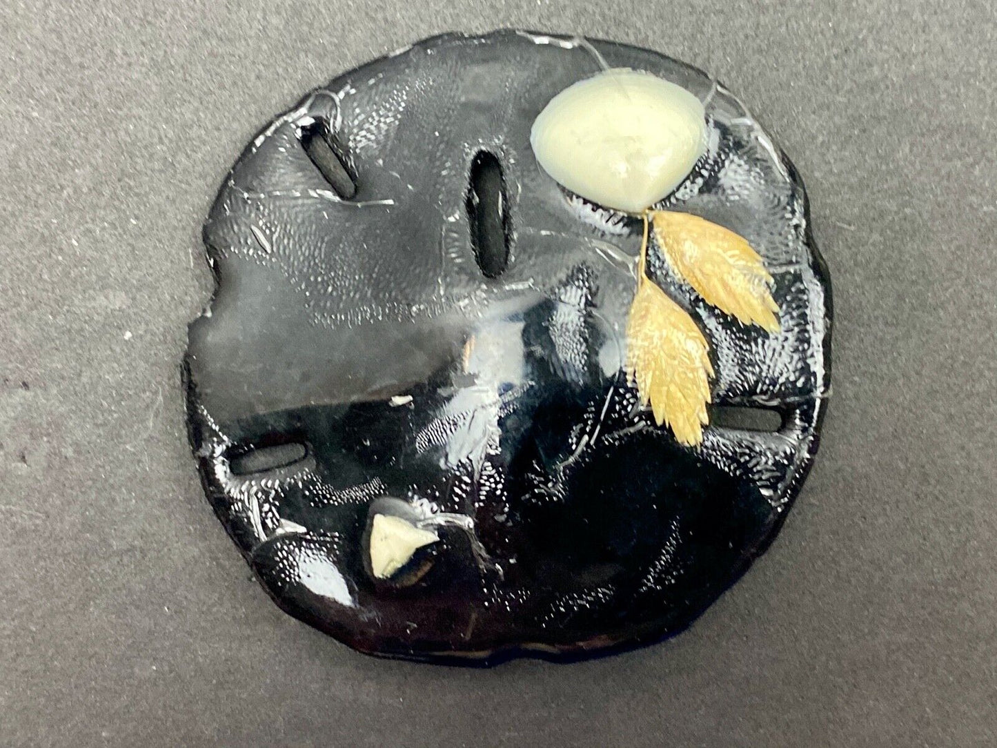 Artisan Black Sand Dollar Ocean Theme Shell belt buckle 