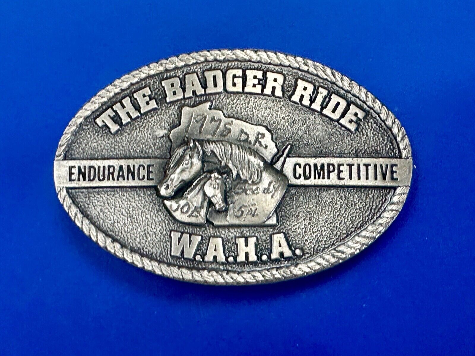 The Badger Ride  WAHA  Endurance Completive WI Arabian Horse Assn belt buckle