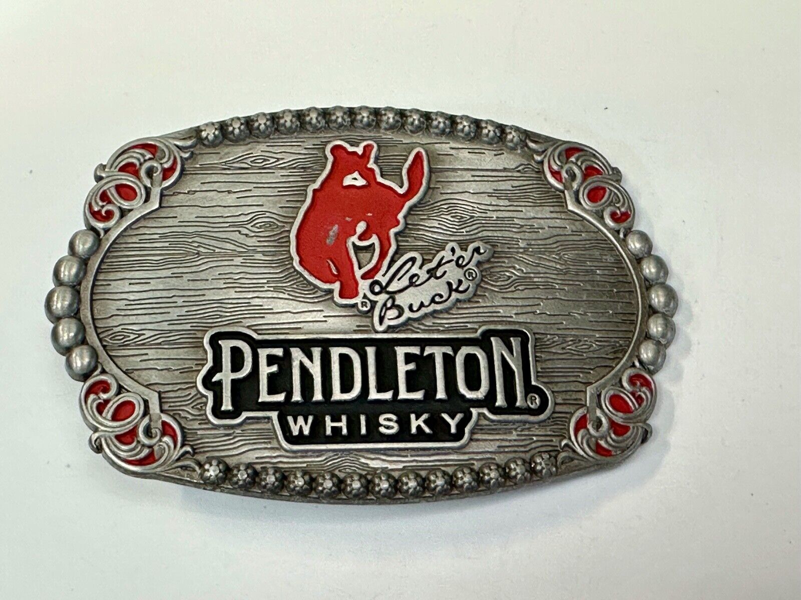 2023 Pendleton Whisky Belt Buckle Montana Silversmiths Let'er Buck Cowboy Rodeo