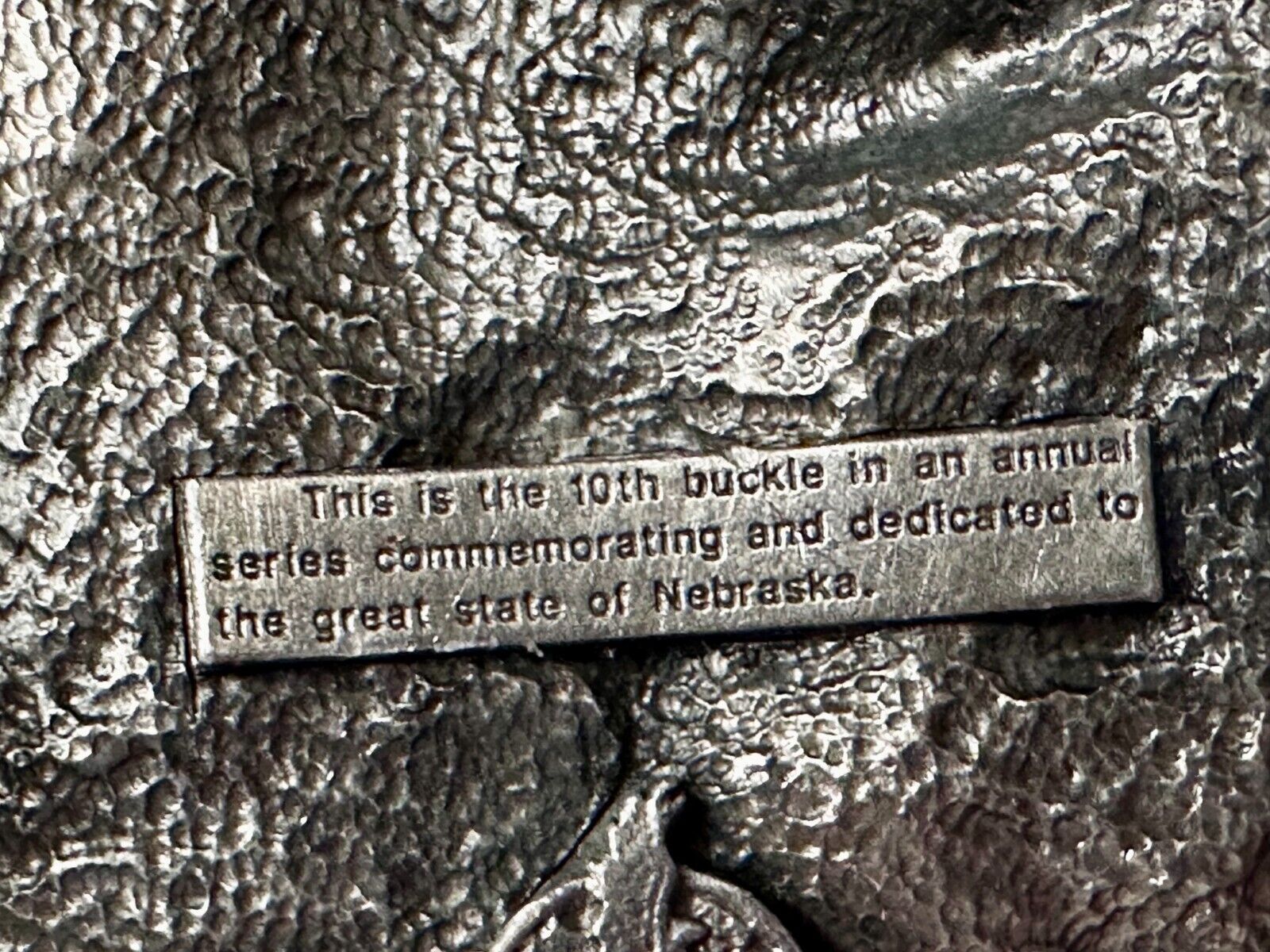 The Great State of Nebraska 1993 10th Annual Commemorative Siskiyou Belt Buckle