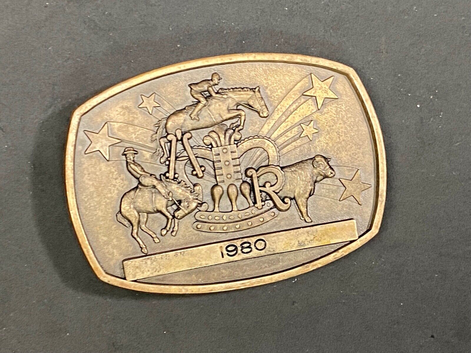 Vintage Horse Jockey Belt Buckle By Jostens 
