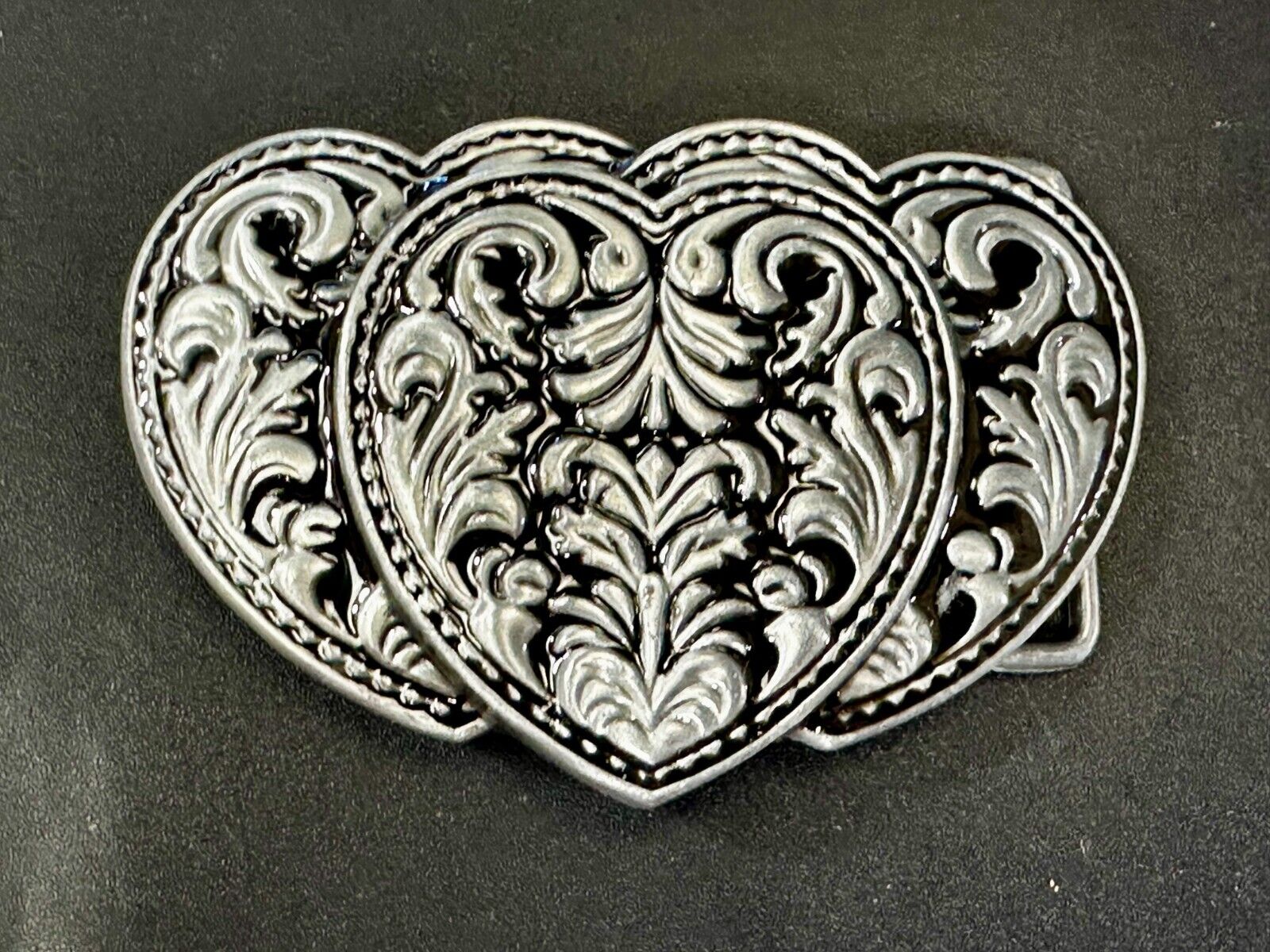 Three Heart Shaped Western Cutout Two Tone Cowgirls Belt Buckle