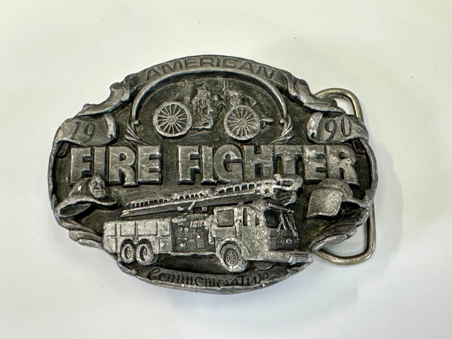 American Fire Fighter Commemorative Hook & Latter Arroyo Grande belt buckle