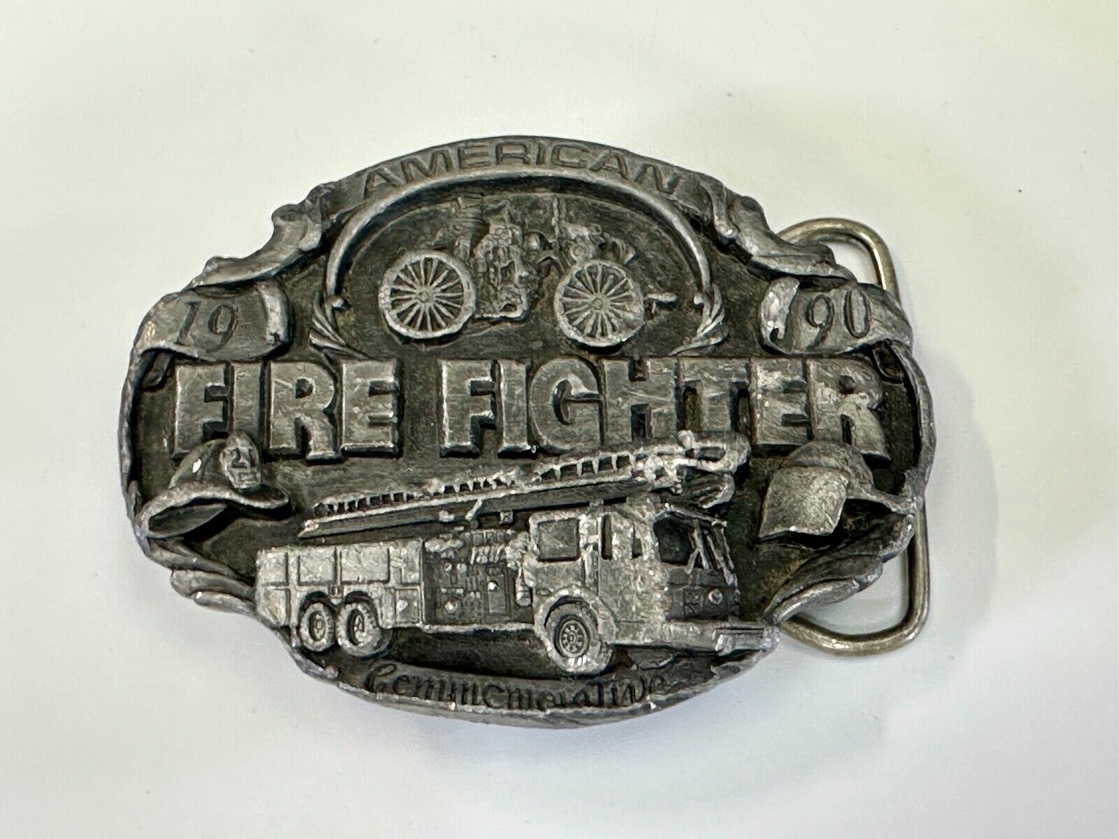 American Fire Fighter Commemorative Hook & Latter Arroyo Grande belt buckle