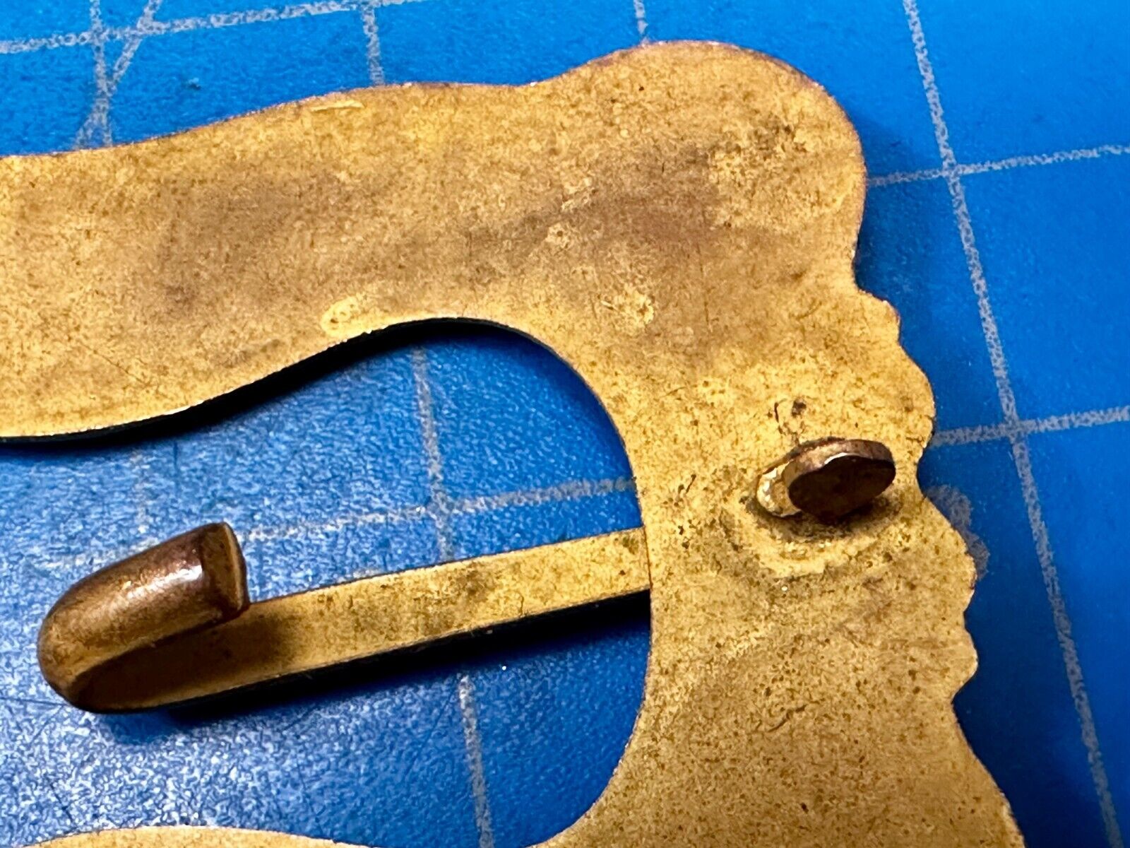 Antique? Victorian Art Nouveau Gold Color Filigree Hook Prong Belt Buckle