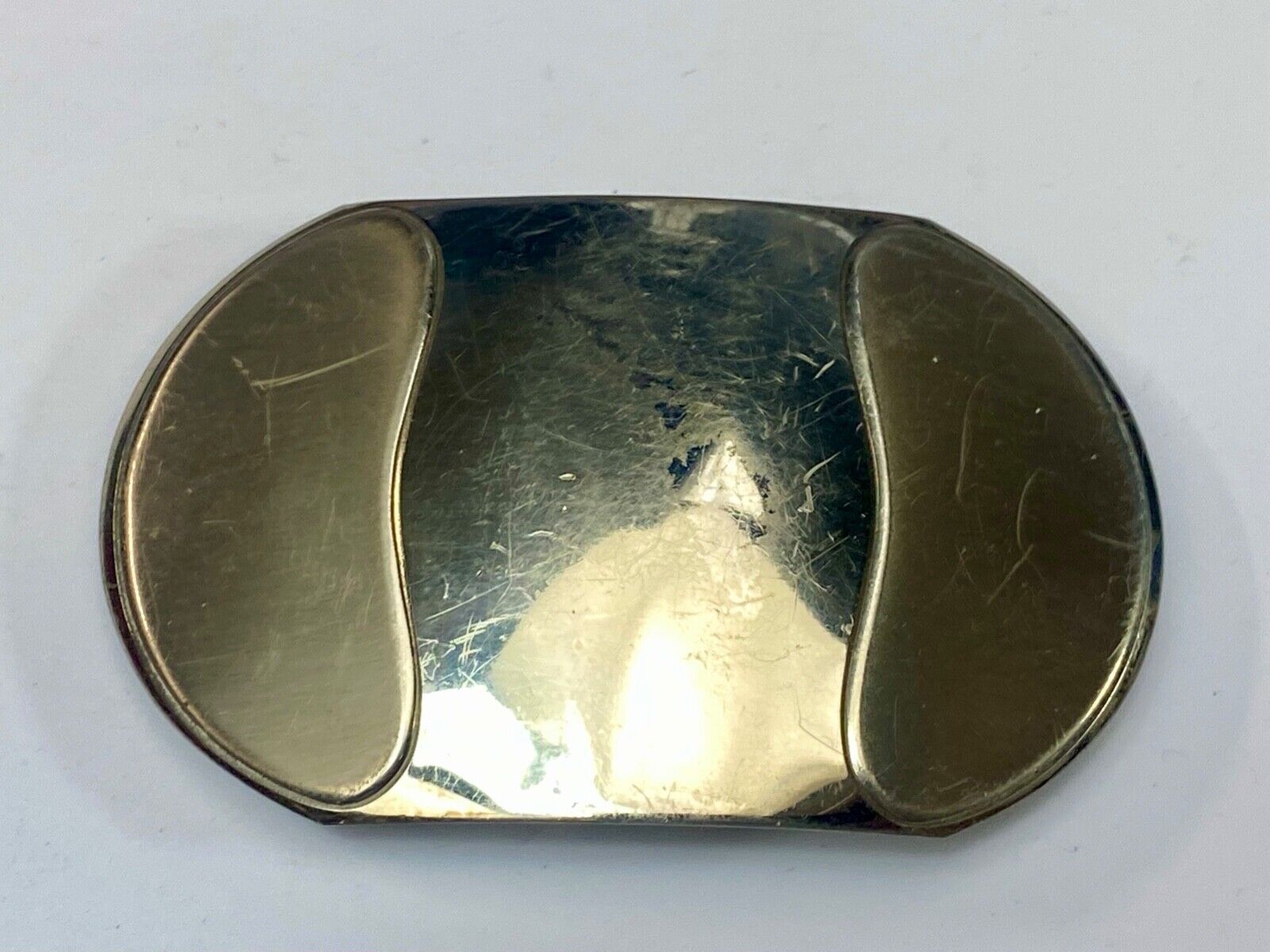 Vintage Justin Boot Co Maker Nickel Silver western belt buckle marked 36