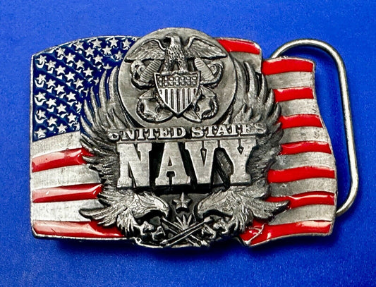 United States Navy Patriotic Flag Eagle Naval Seal Vtg 1991 Belt Buckle Siskiyou