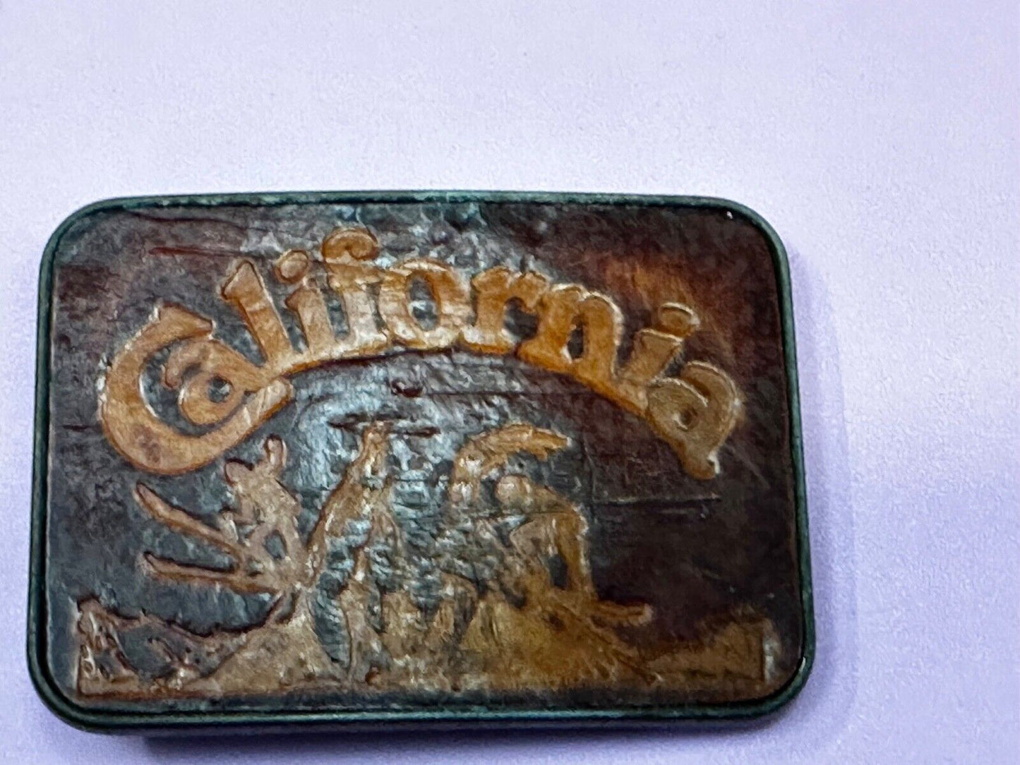 The Great State of California - Retro Brown Faux Leather / Brass Belt Buckle
