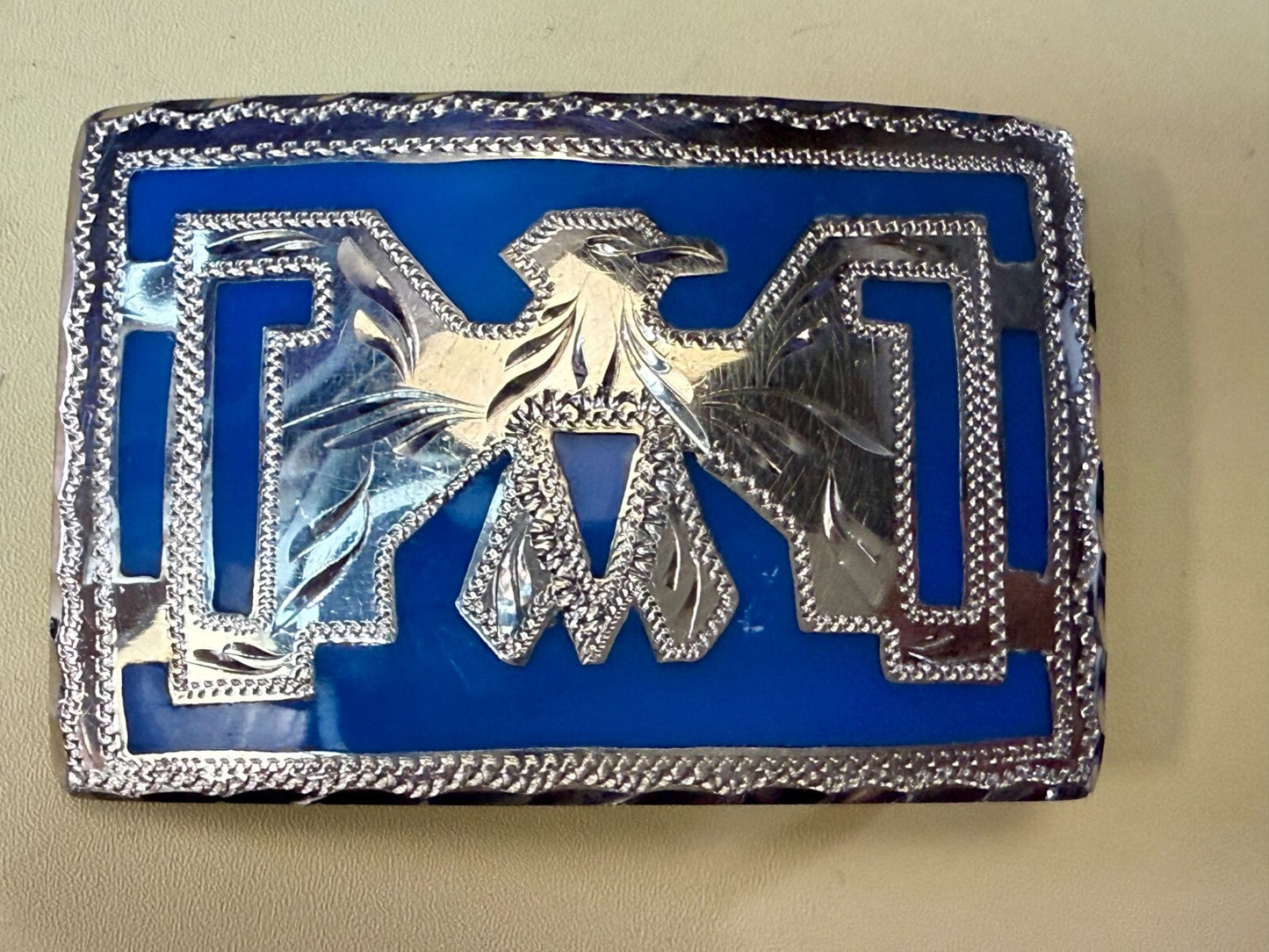 Thunderbird Native American Indian Hand-Crafted Inlay Enamel Belt Buckle