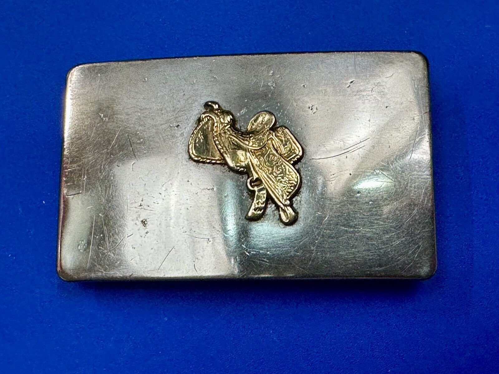 vintage horse saddle with stirrups for sale Two tone USA western belt buckle