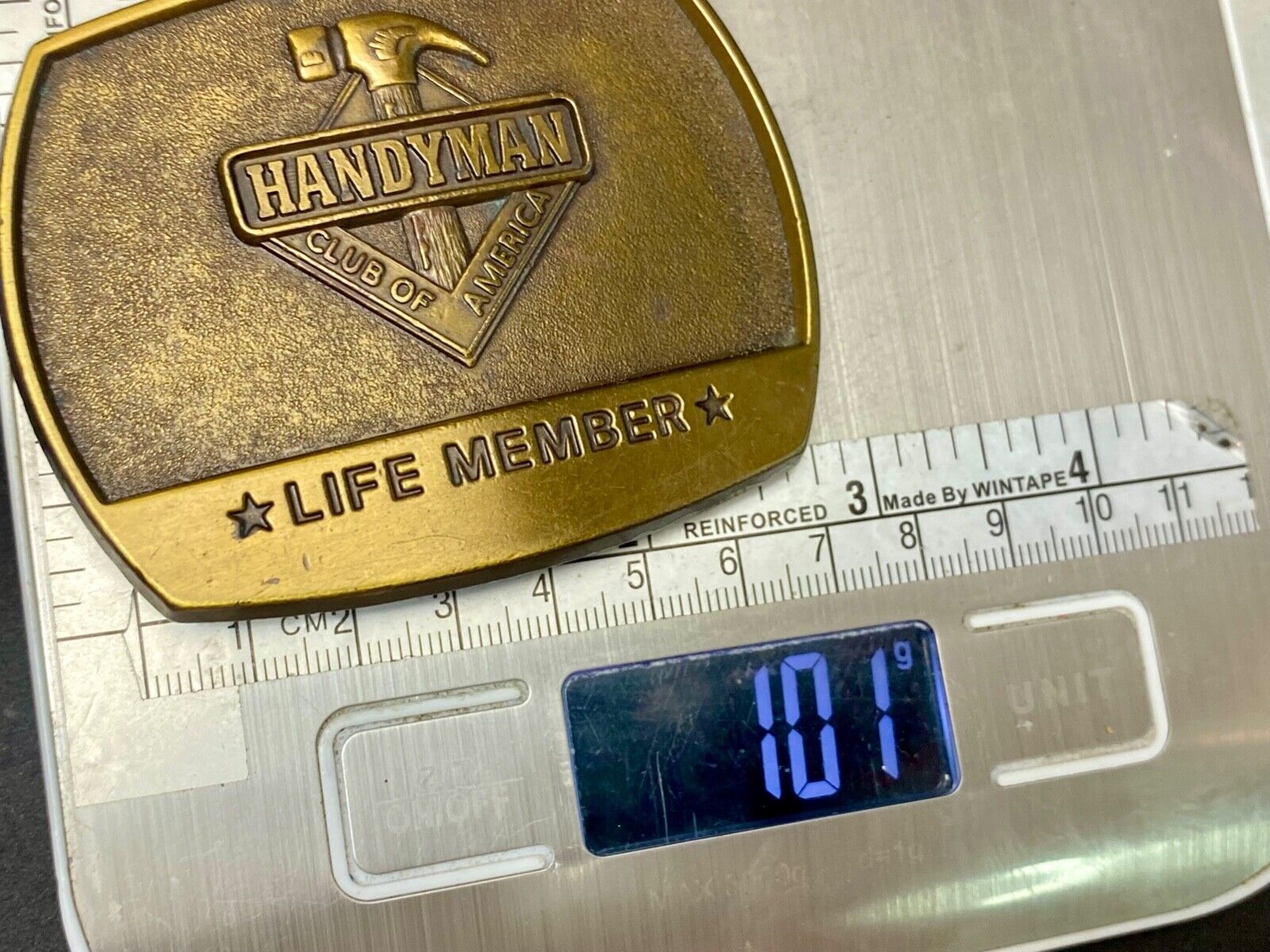 vintage Hammer Tools  - handyman club of America - life member belt buckle