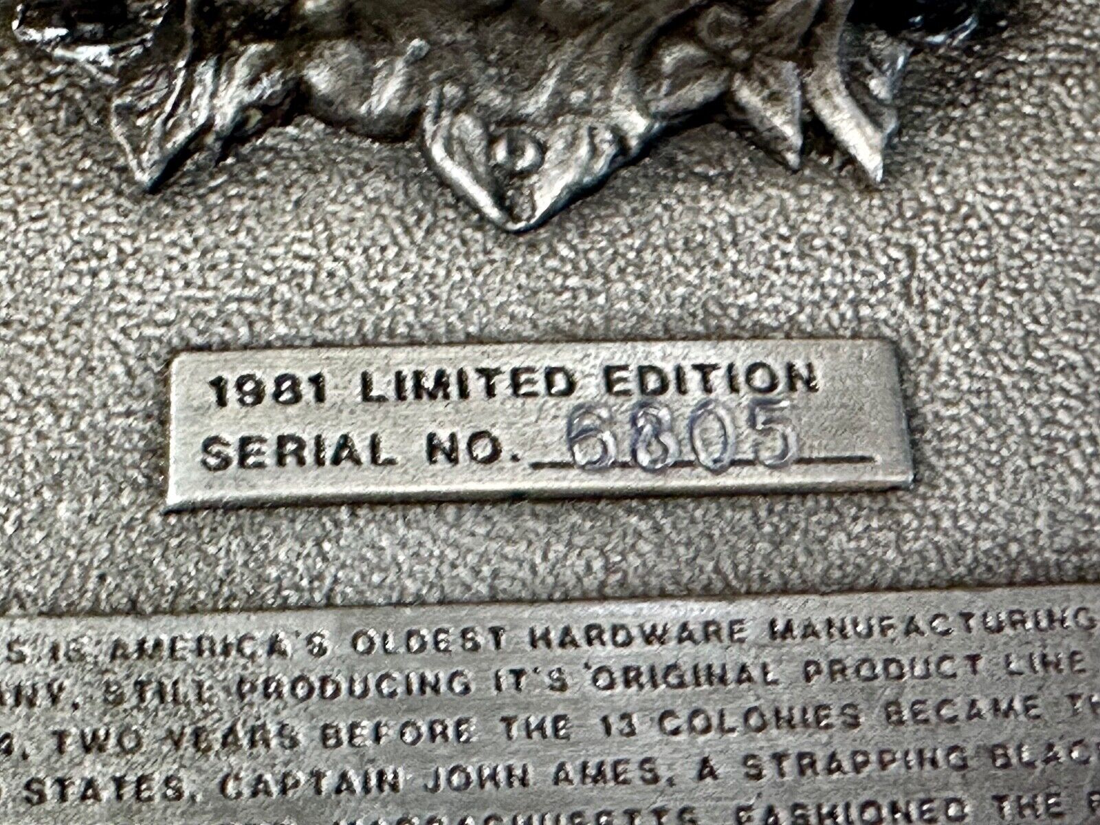 Ames Tools Co America's oldest! since 1774 Vintage 1981 belt buckle