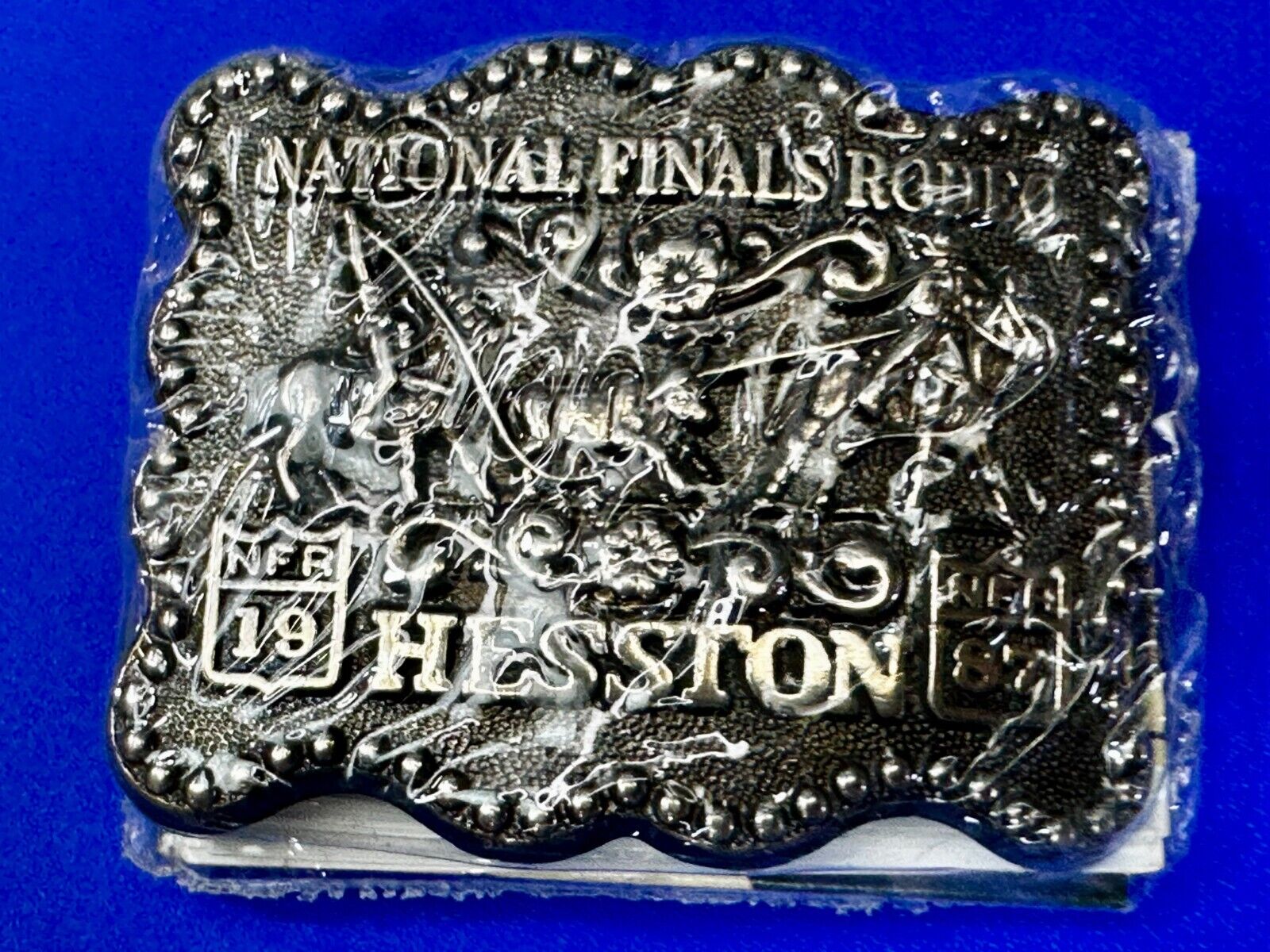 1987 Hesston National Finals Rodeo NFR Rodeo Cowboys NOS Western Belt Buckle