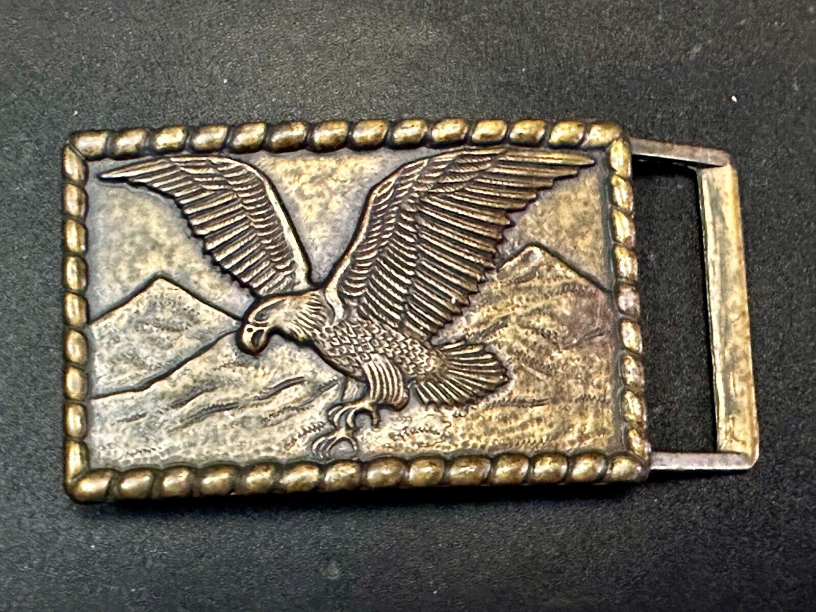 American Bald Eagle flying over majestic USA mountains Vintage Belt Buckle
